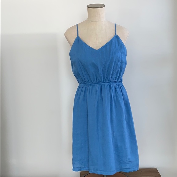 NWT J. Crew Blue Linen Spaghetti Strap Dress - Picture 4 of 7